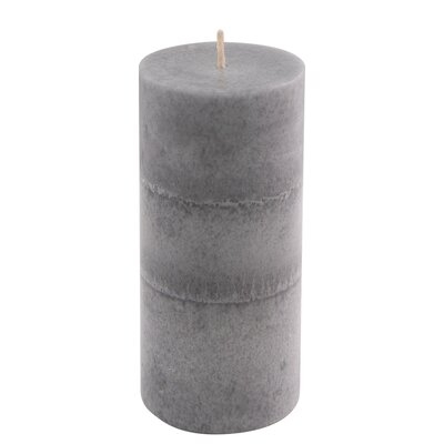 Round Stick Cascade Gray Scented Pillar Candle - Image 0