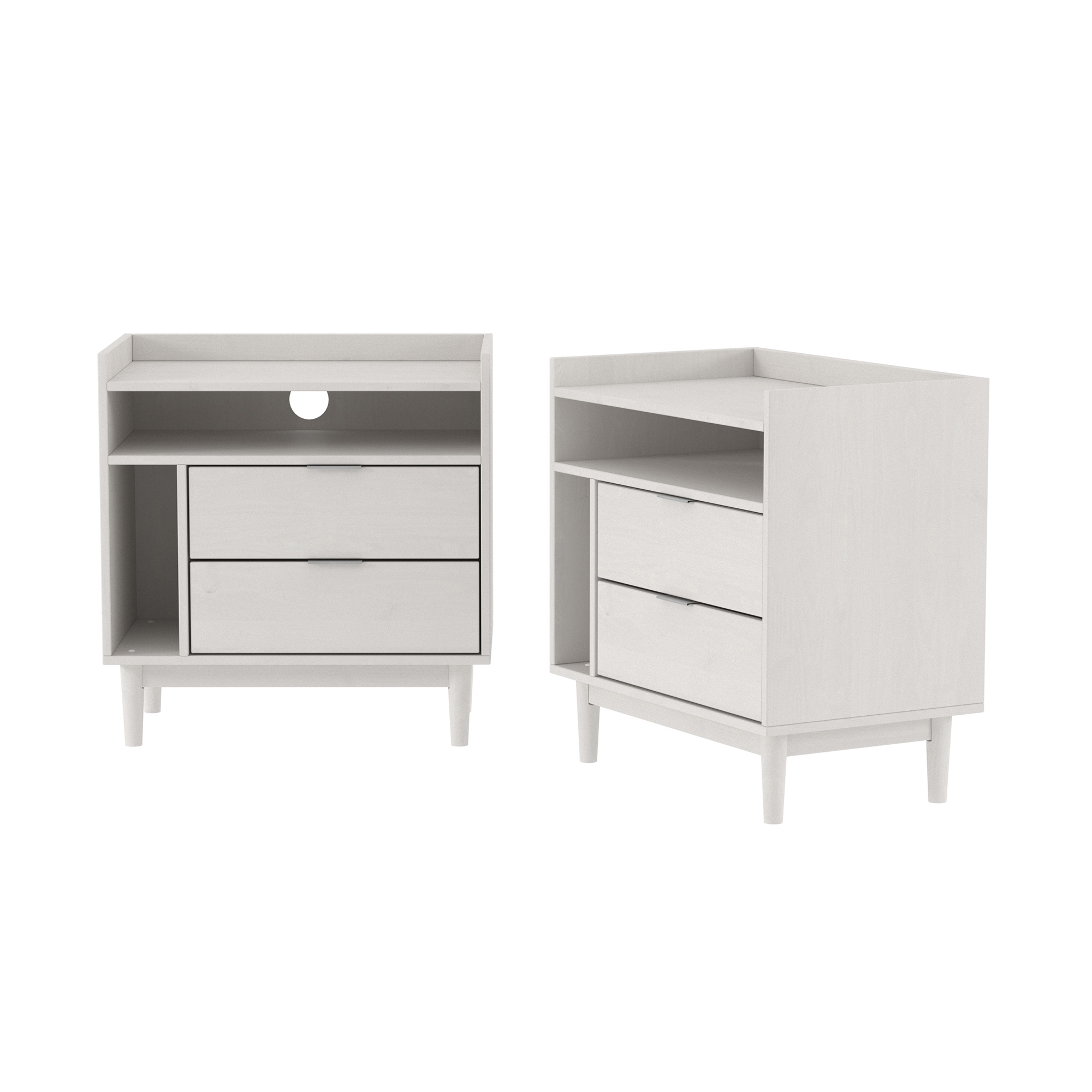 25" Solid Wood 2-Drawer Night Stand with Gallery - 2PK - White - Image 5
