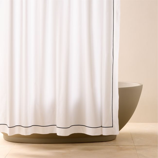 Marisal Organic Cotton White and Black Shower Curtain 72" - Image 0