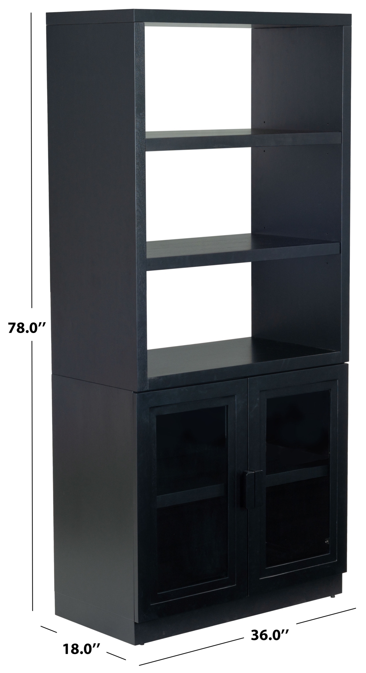 Roades Glass Cabinet Bookcase - Black - Image 9