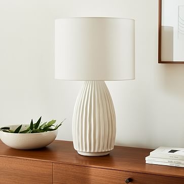 Sanibel Ceramic Table Lamp, 17", White - Image 1
