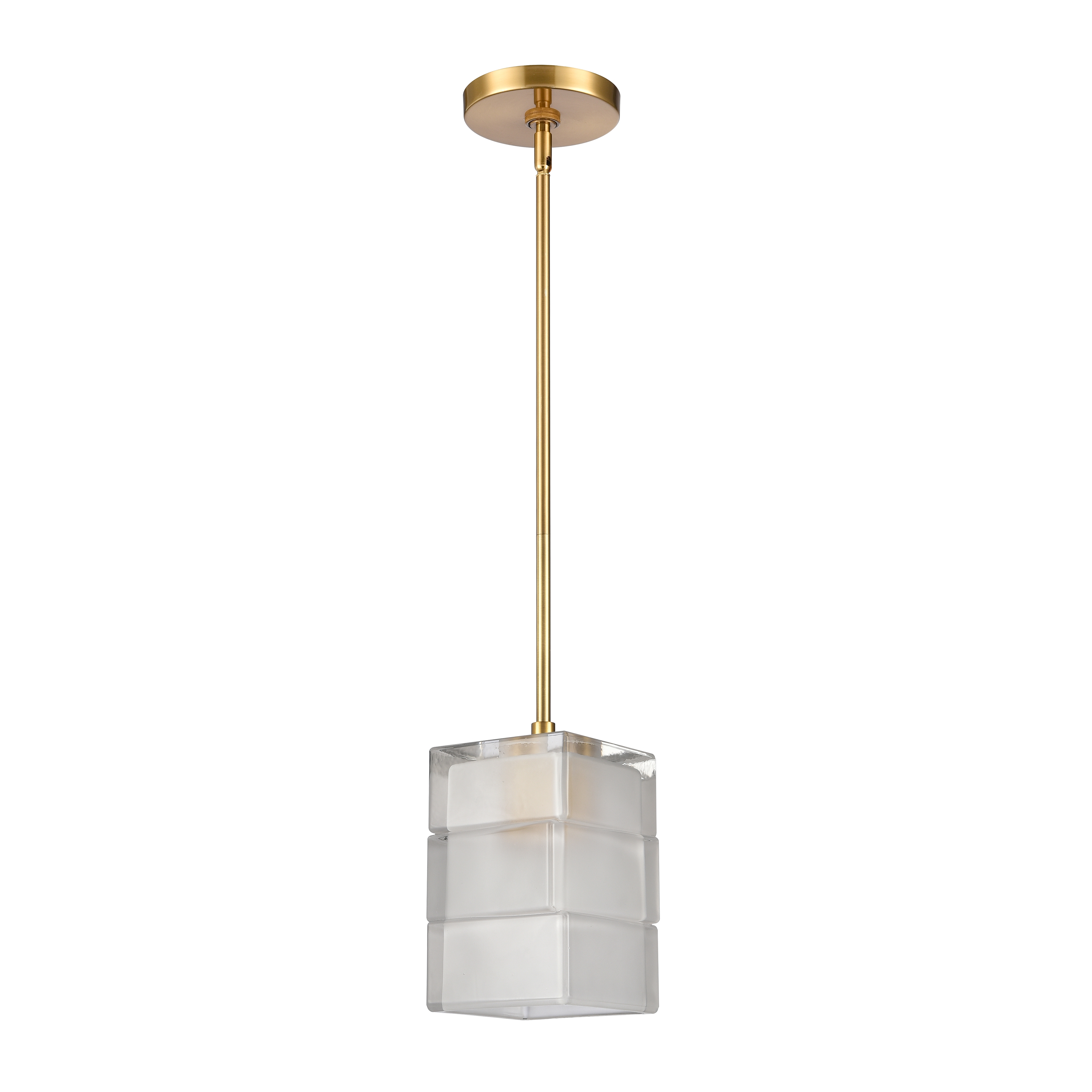 Ice Blocks 6'' Wide 1-Light Mini Pendant - Satin Brass - Image 1