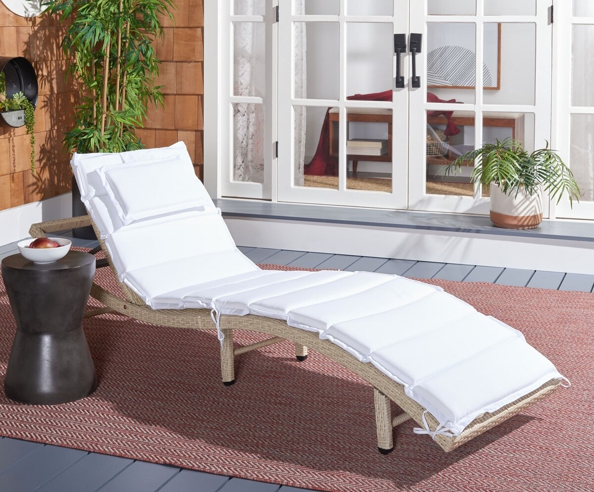 Colley Sunlounger - Beige/White - Safavieh - Image 1