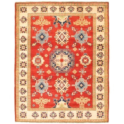 One-of-a-Kind Hypoluxo Hand-Knotted 2019s Gazni Red/Gold 5'2" x 6'10" Wool Area Rug - Image 0