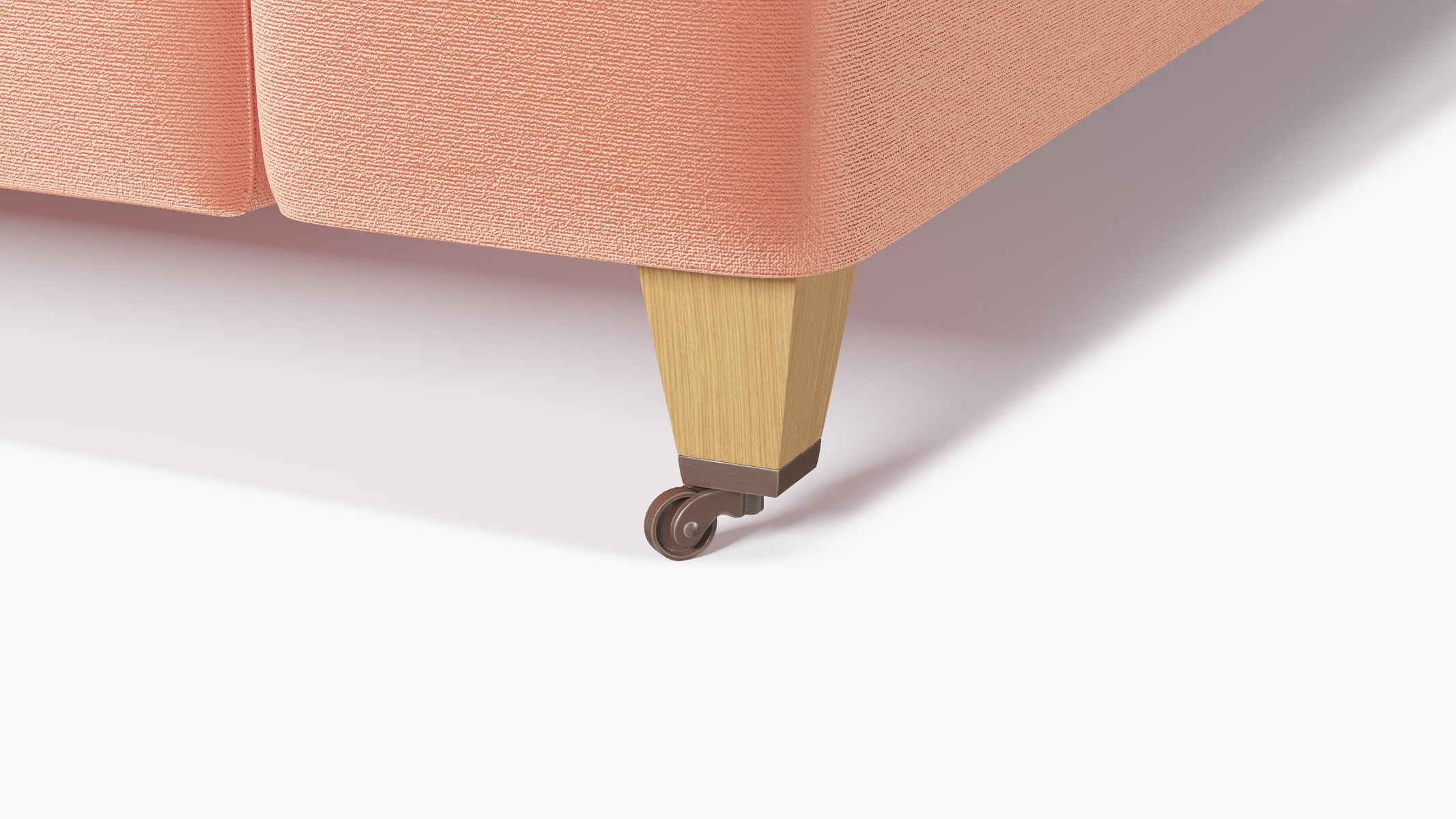 Classic Sofa, Coral Performance Velvet, Natural with Antique Brass Caster - Image 1