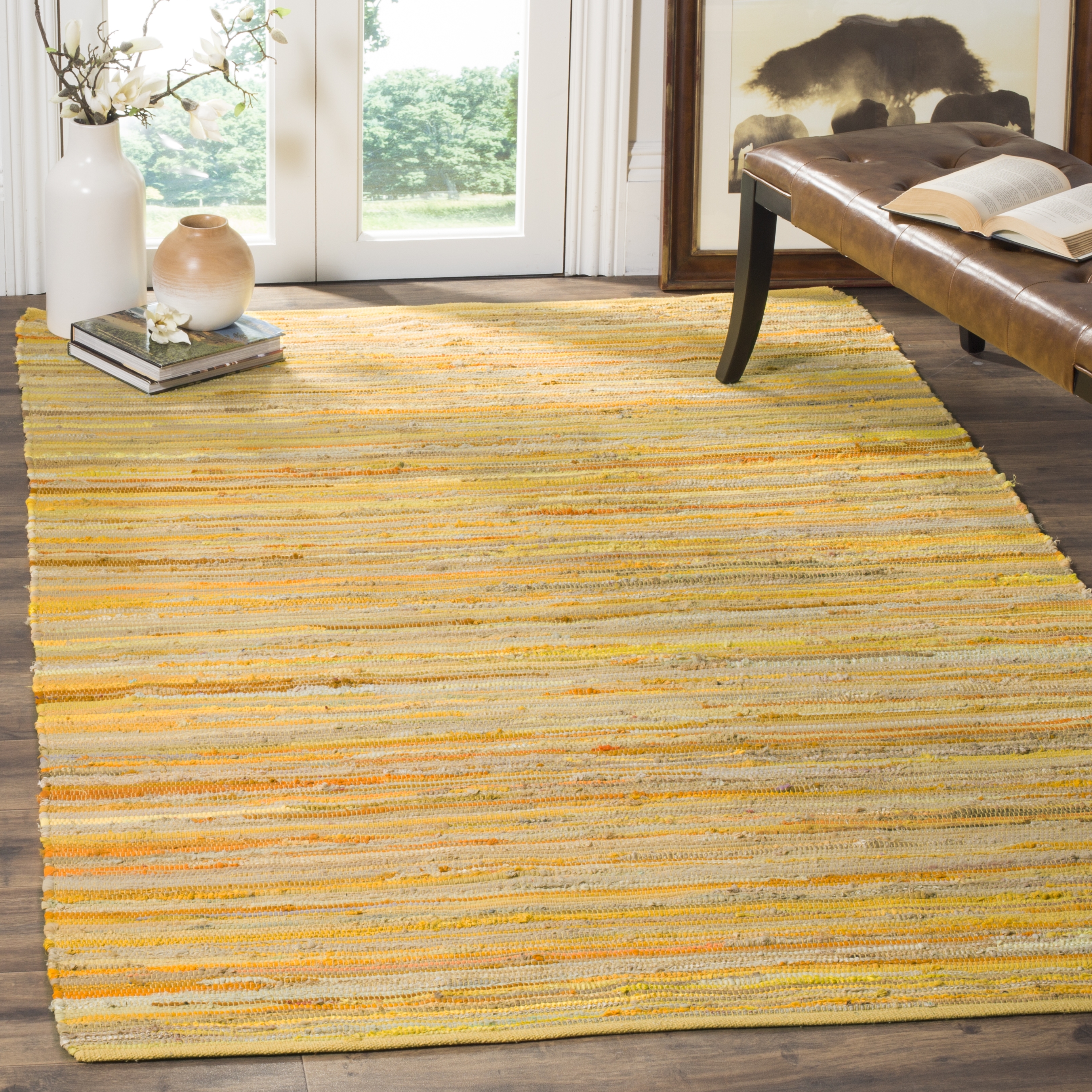 Arlo Home Hand Woven Area Rug, RAR130H, Yellow/Multi,  4' X 6' - Image 1