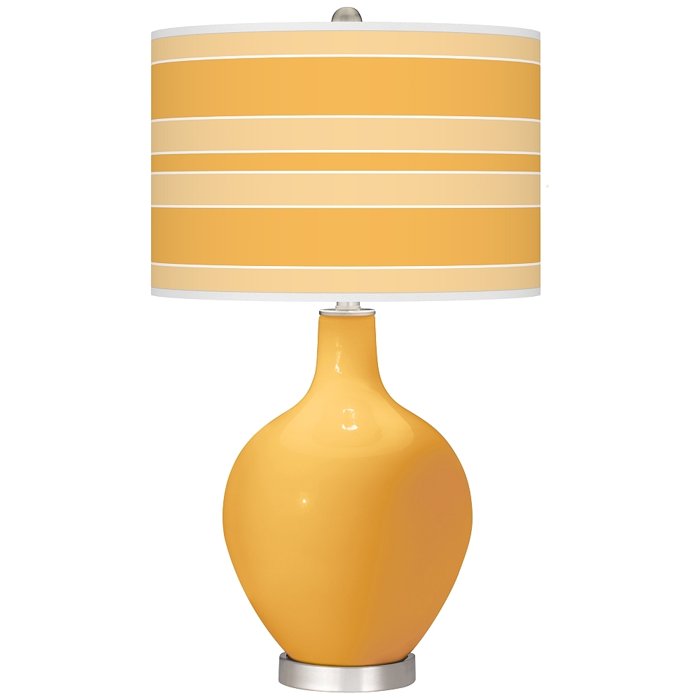 Color Plus Ovo 28 1/2" Bold Stripe Shade Marigold Yellow Table Lamp - Image 0