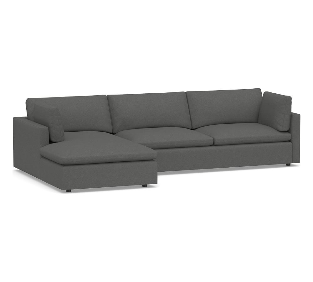 Bolinas Upholstered Right Arm Sofa with Chaise Sectional, Down Blend Wrapped Cushions, Park Weave Charcoal - Image 0