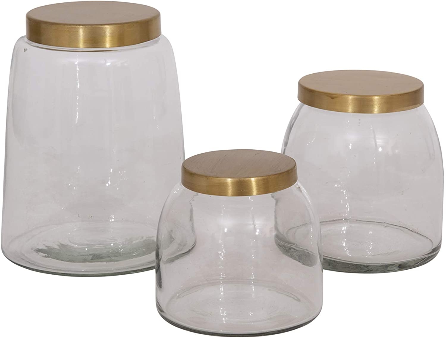 Round Glass Jars with Brass Finish Lids (Set of 3 Sizes) - Image 2