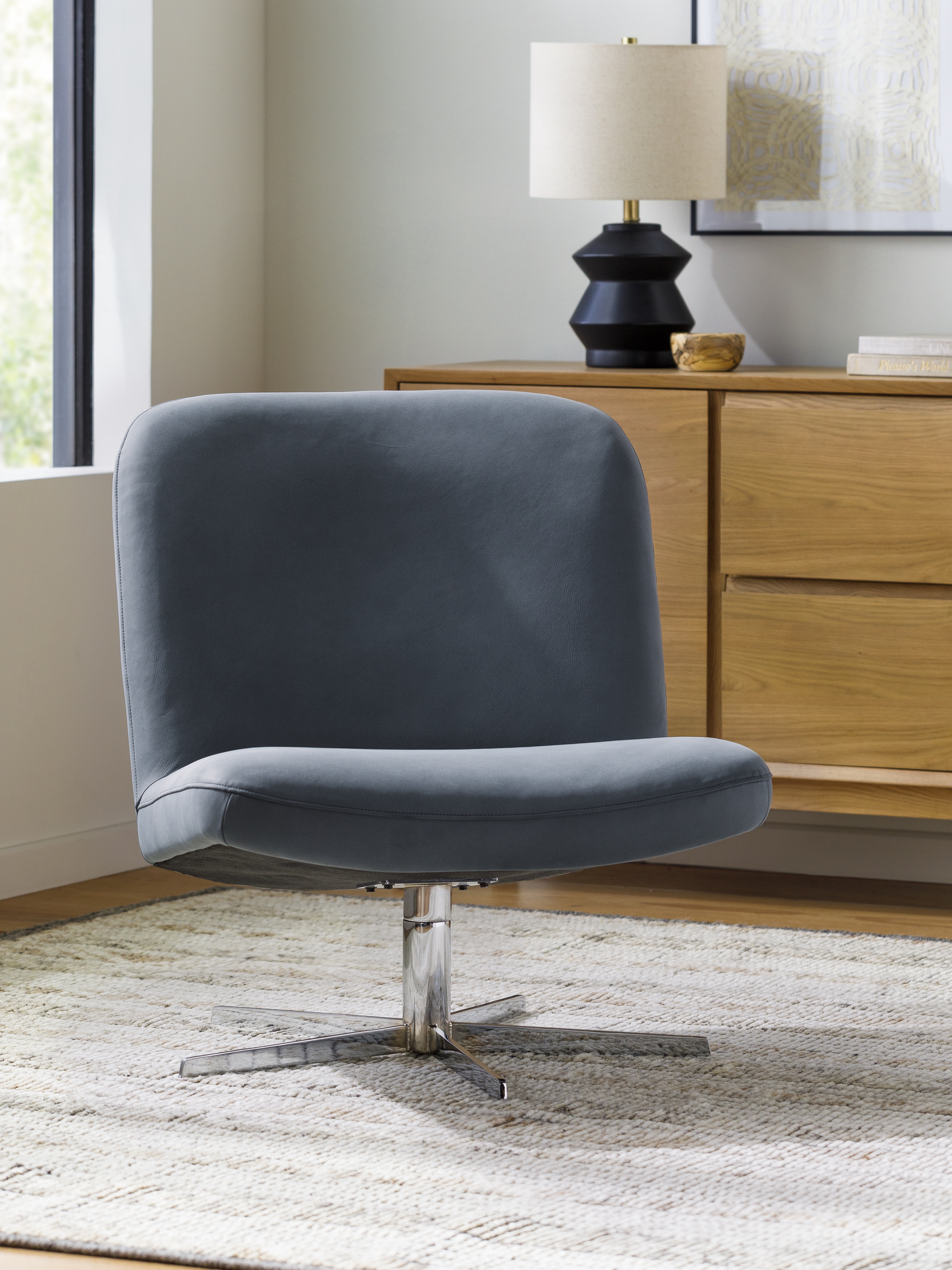 Harpiste Leather 31"H x 28"W x 34"D Swivel Chair - Image 1