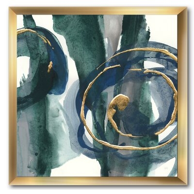 'Mettalic Indigo and Gold III' - Picture Frame Print on Canvas - Image 0