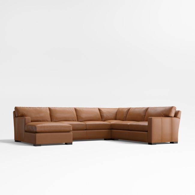 Axis Classic 4-Piece L-Shaped Leather Wedge Sectional Sofa with Chaise Lounge - Image 0