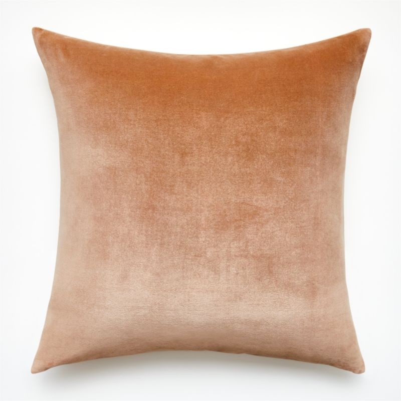 Leisure Taupe Velvet Throw Pillow with Down-Alternative Insert 23" - Image 0