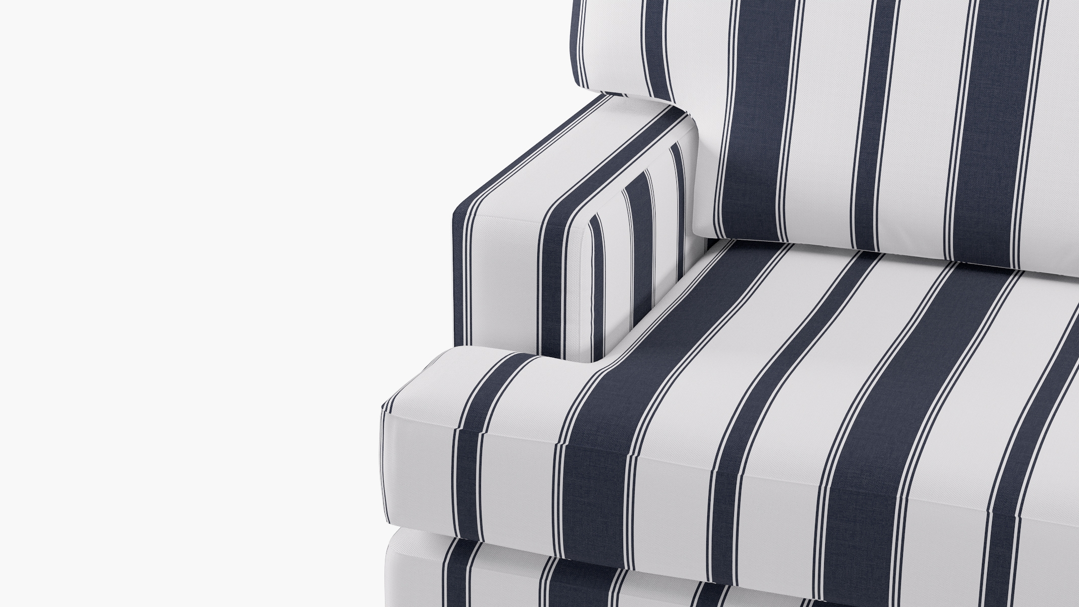 Classic Sofa, Navy Clarence Stripe, Natural with Antique Brass Caster - Image 5