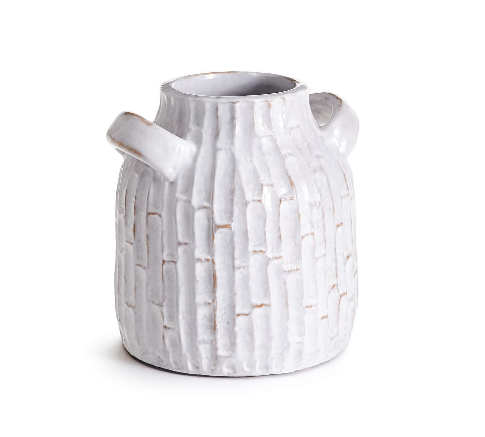 Vivian Terra Cotta Vase, White, 9"H - Image 0