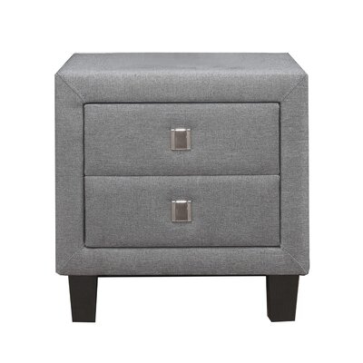 Nightstand With Single Drawer And Fabric Wrapping, Blue - Image 0