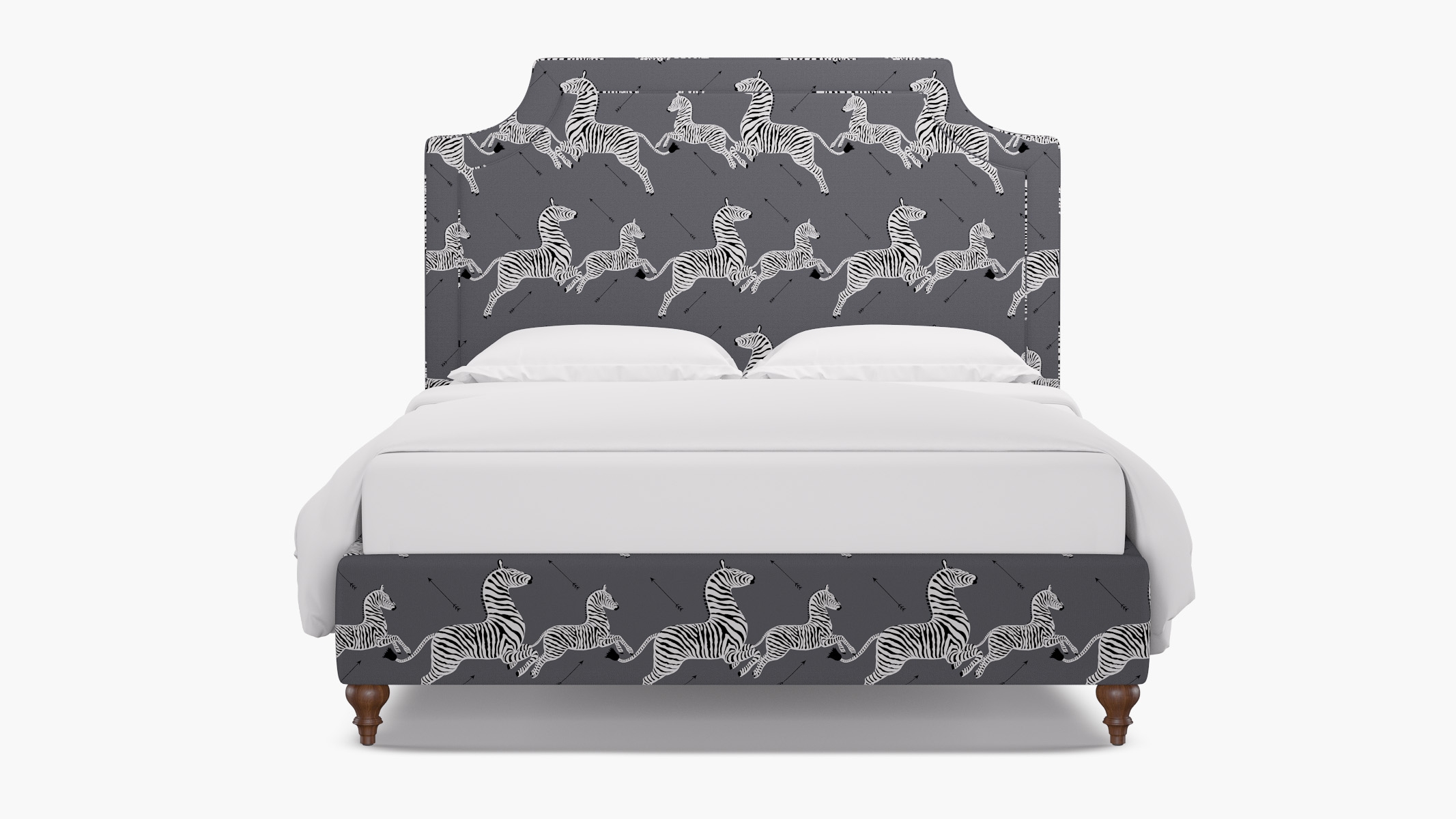 Deco Bed, Slate Zebra, Walnut Traditional Turned Leg, King - Image 0