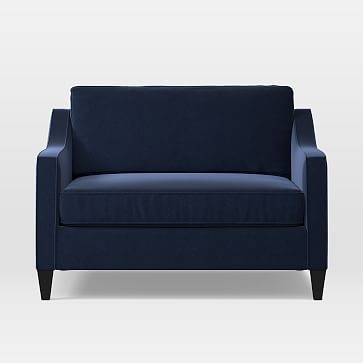 Paidge Chair And a Half Twin Sleeper, Performance Velvet, Ink Blue - Image 0