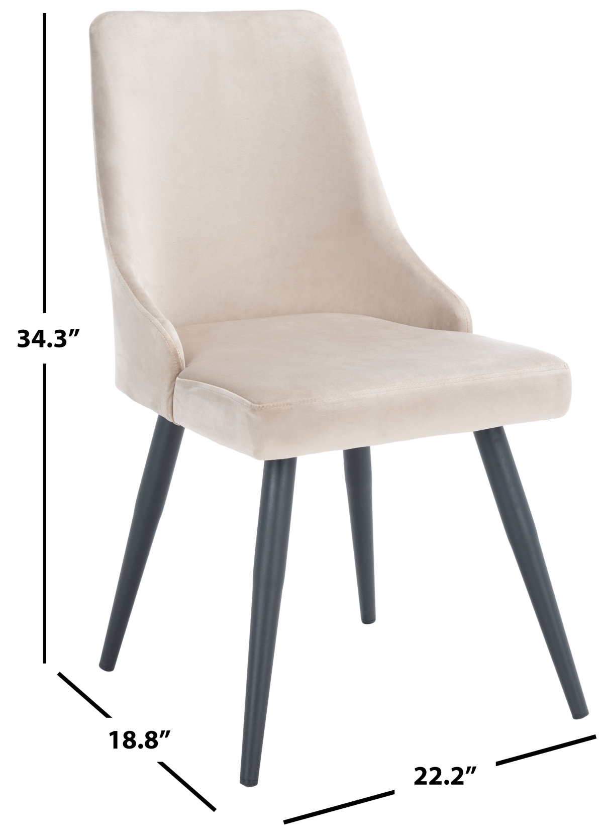 Zoi Upholstered Dining Chair - Taupe / Black - Safavieh - Image 7
