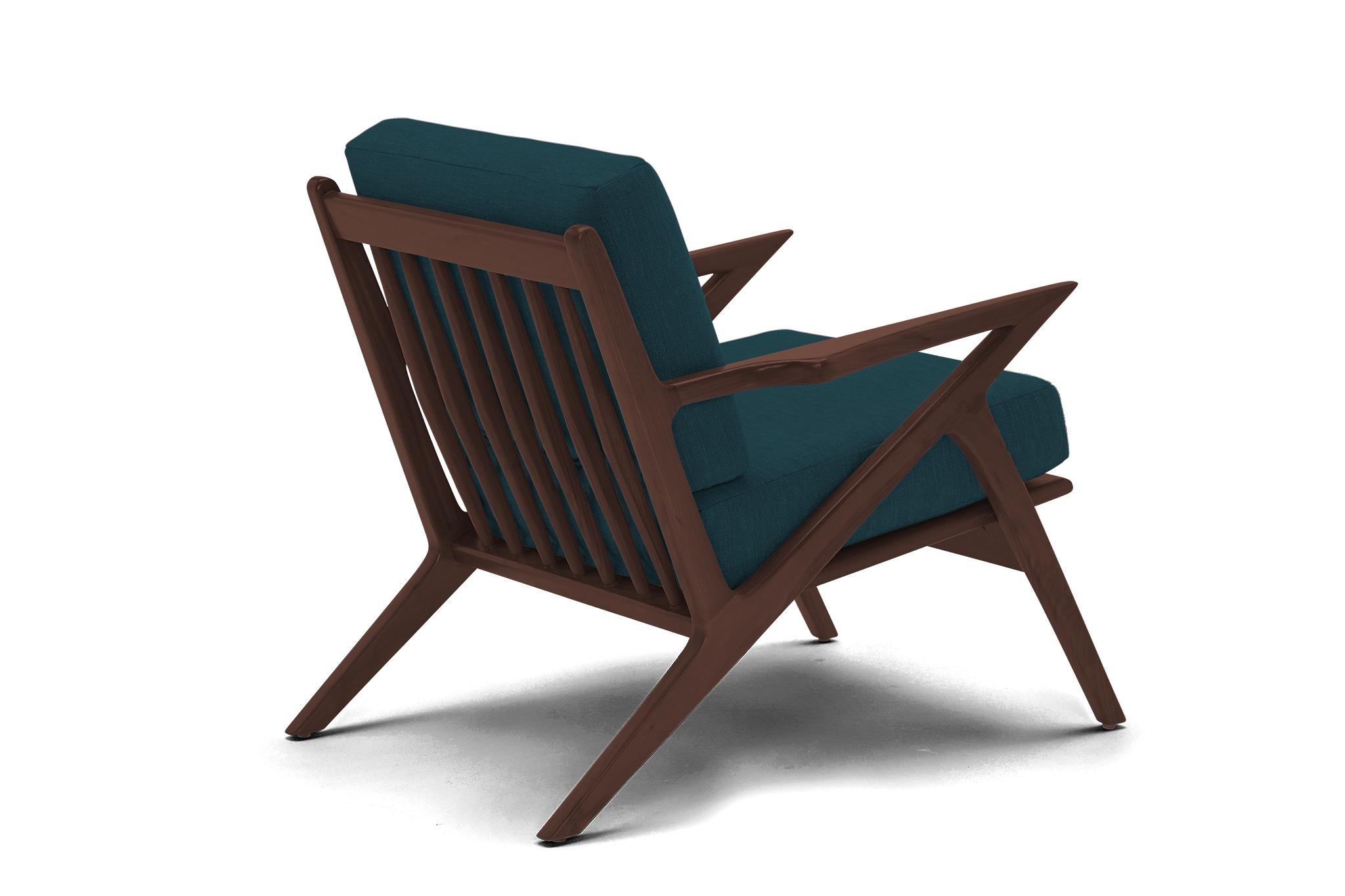 Blue Soto Mid Century Modern Apartment Chair - Sunbrella Premier Lagoon - Walnut - Image 3