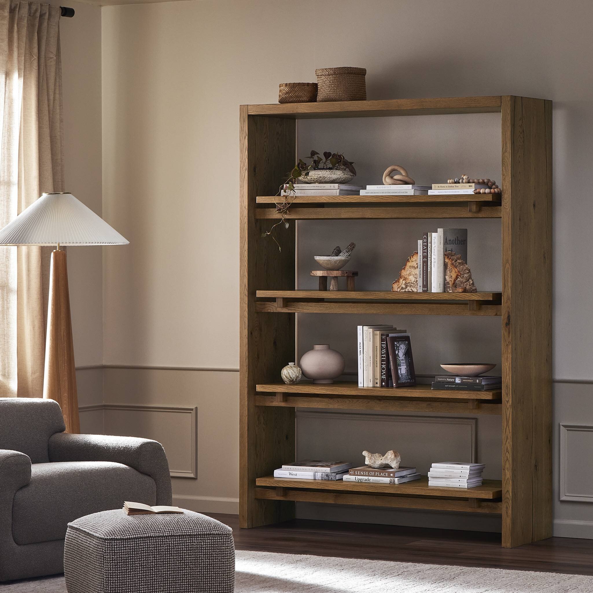 Theodore Bookcase - Rustic Amber Oak Veneer - Image 3