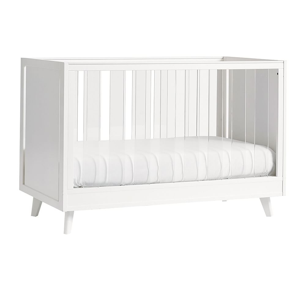Sloan, Acrylic Side Crib, White - Image 0