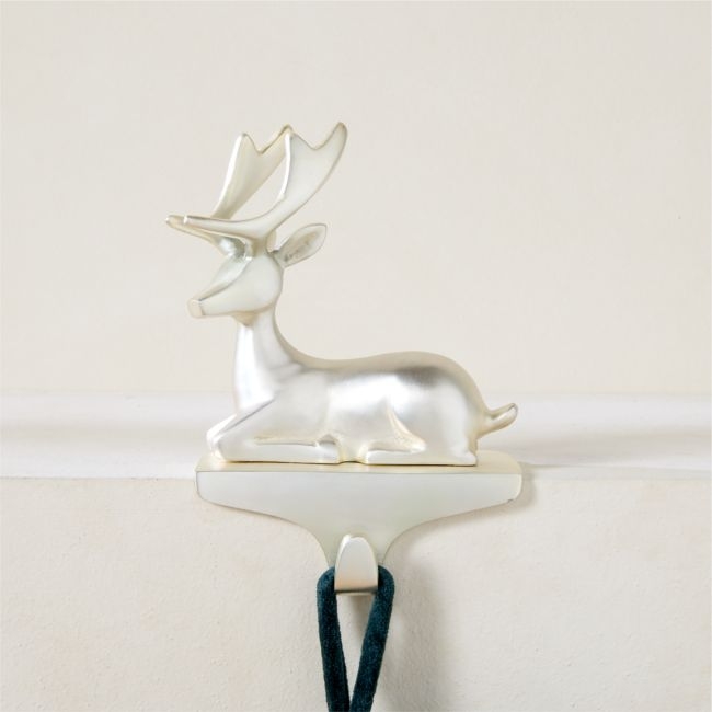 Fawn Pewter Cast Aluminum Christmas Stocking Holder - Image 0
