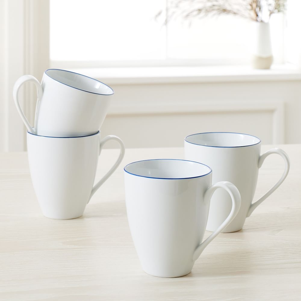 Organic Rimmed Mug, Set of 4, True Blue Rim - Image 0