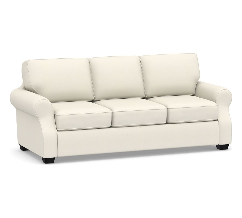 SoMa Fremont Roll Arm Upholstered Grand Sofa 81", Polyester Wrapped Cushions, Textured Twill Ivory - Image 0