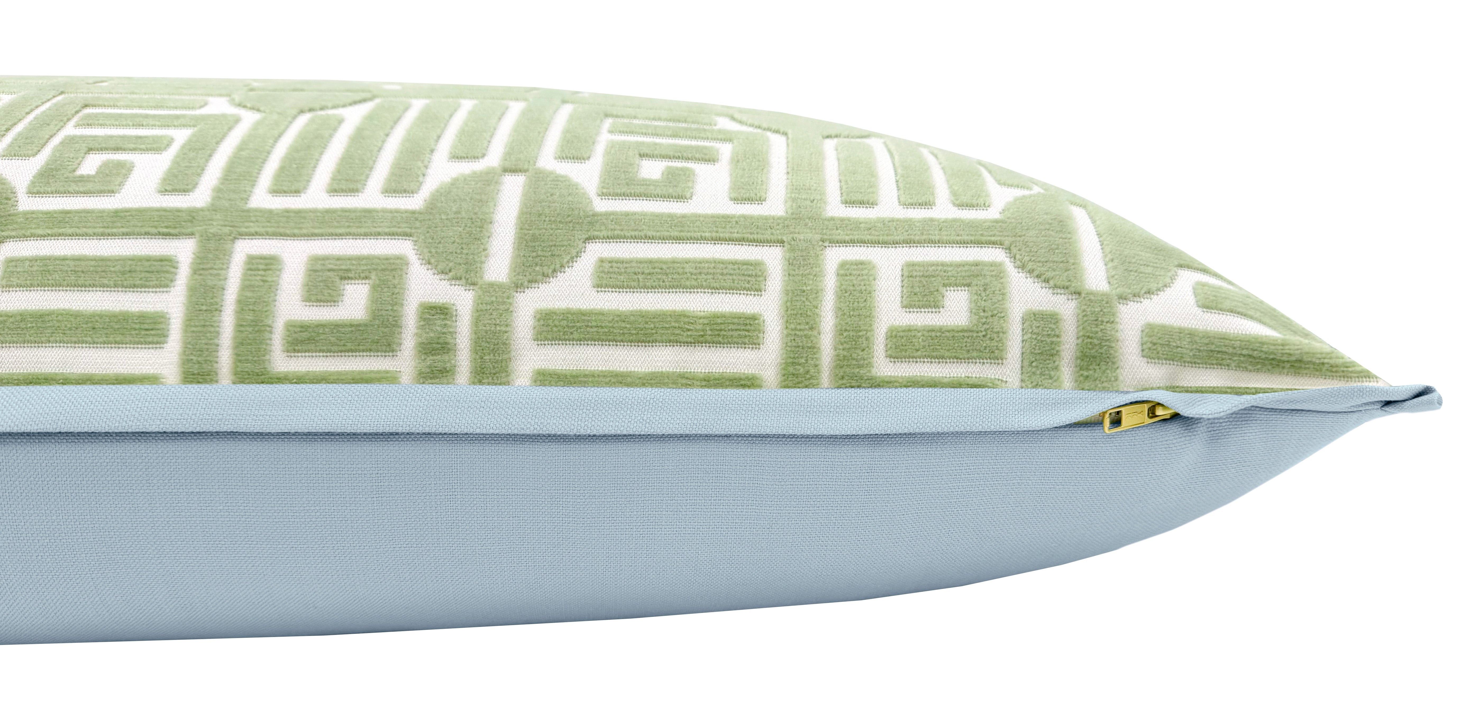 THE XL LUMBAR :: LABYRINTH VELVET // SAGE | THIBAUT - XL LUMBAR 14" X 48" / BUTTERFLY FLANGE / Celadon - Image 2