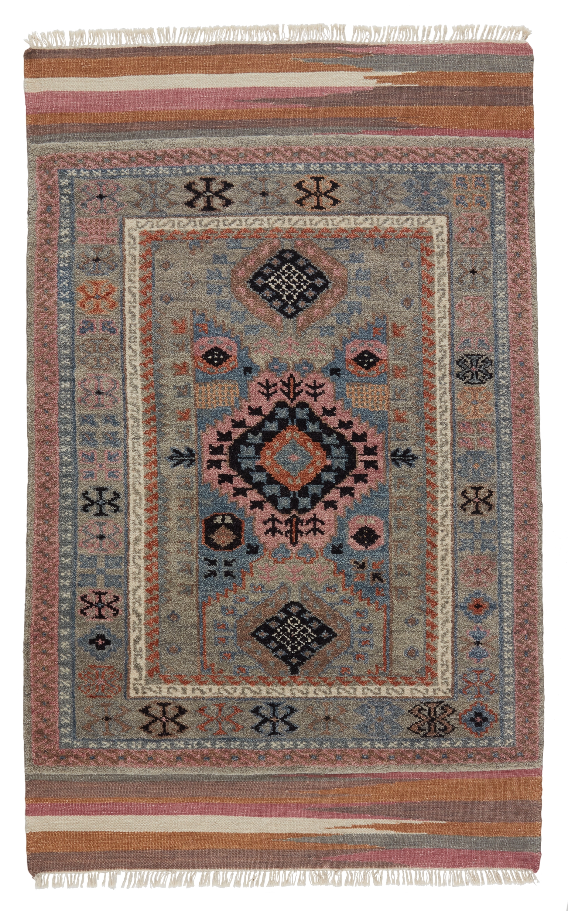 Clovelly Hand-Knotted Medallion Taupe/ Multicolor Area Rug (6'X9') - Image 0