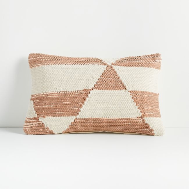 Kyson White and Peach Pillow 16"x24" - Image 0