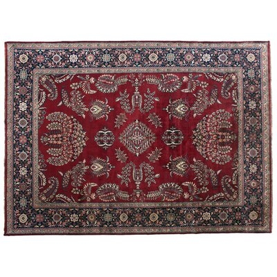 One-of-a-Kind Sarouk Hand-Knotted Red/Blue 8'11" x 12'2" Wool Area Rug - Image 0