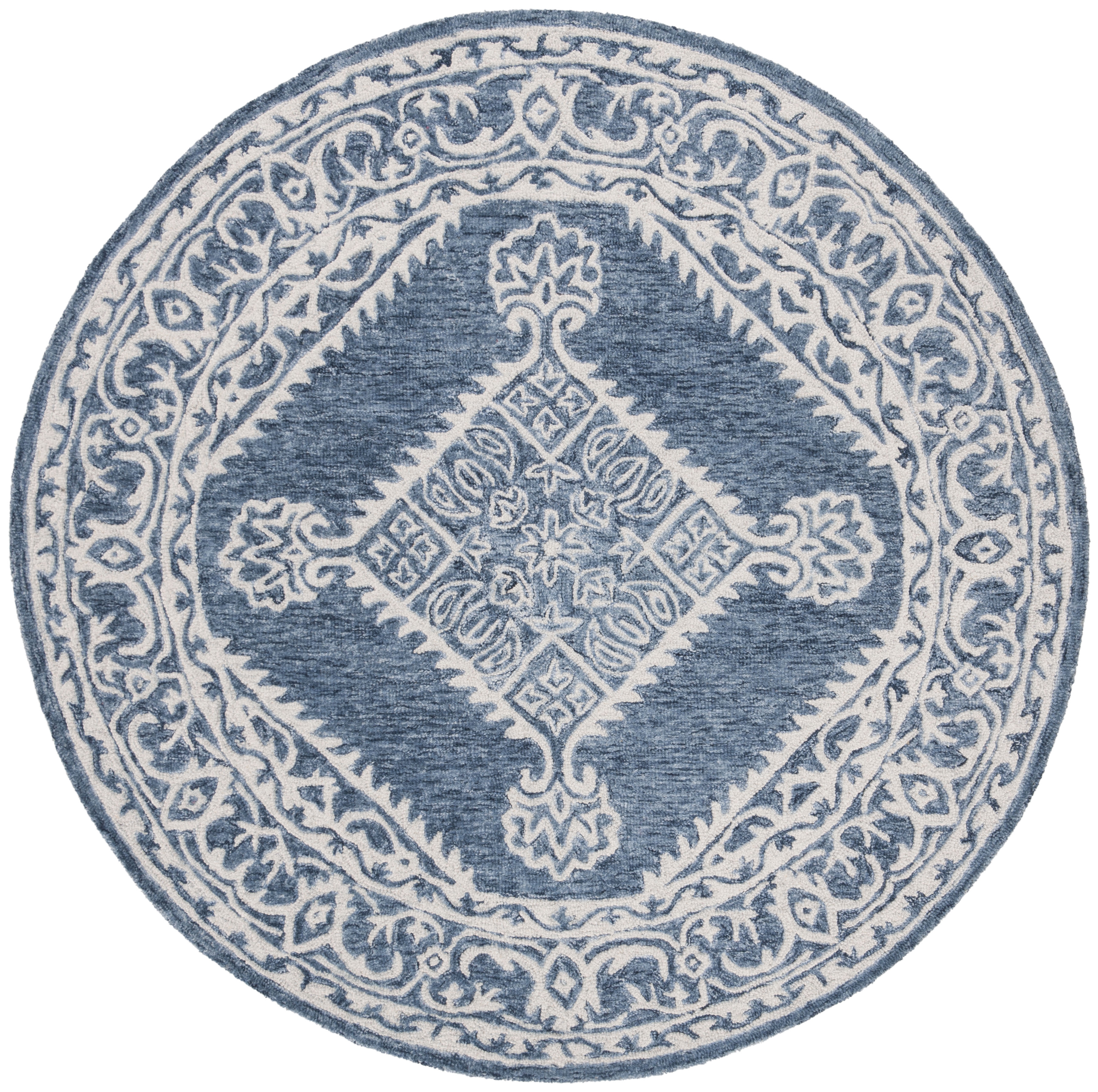 Arlo Home Hand Tufted Area Rug, MLP605M, Blue/Ivory,  5' X 5' Round - Image 0