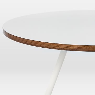 Wren Bistro Table, Round, 30", White Laminate, Walnut Edge - Image 2