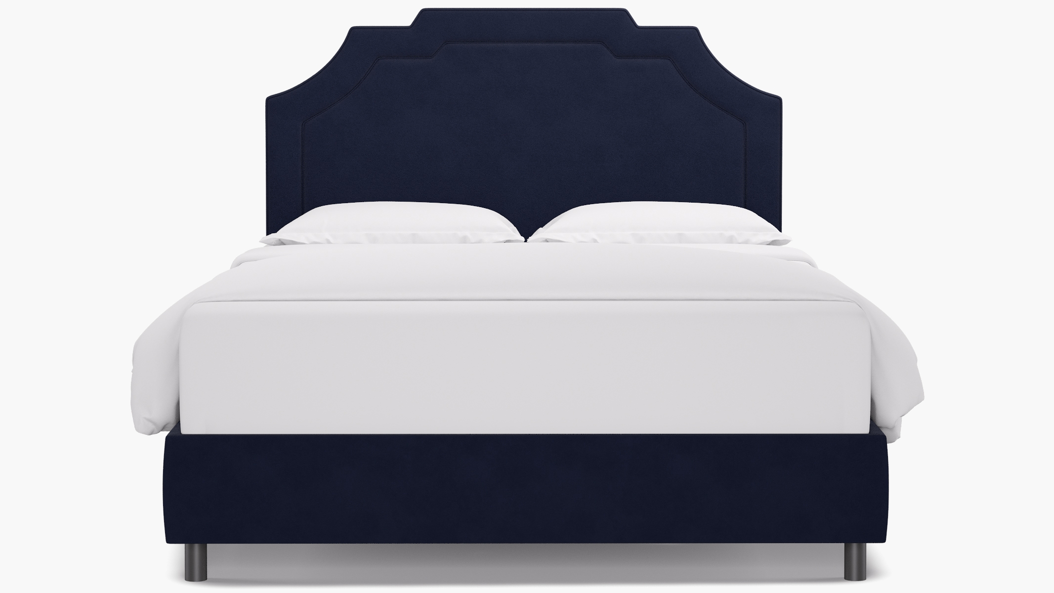 Art Deco Bed, Navy Classic Velvet, Queen - Image 1