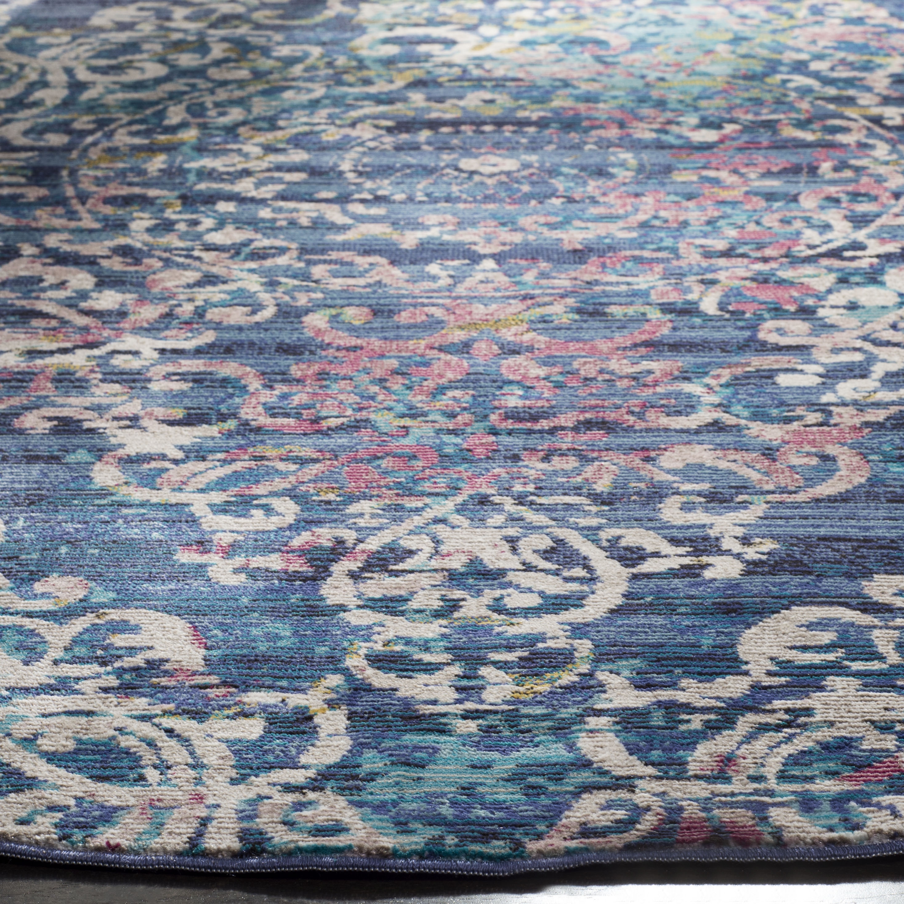 Arlo Home Woven Area Rug, ARA128B, Blue/Multi,  6' 5" X 6' 5" Round - Image 2