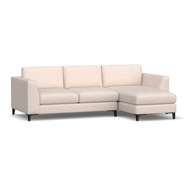 Ansel Upholstered Right Arm Loveseat with Chaise Sectional, Polyester Wrapped Cushions, Performance Heathered Basketweave Navy - Image 2
