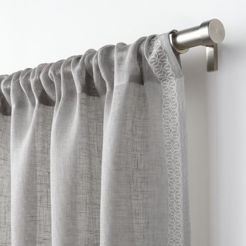 Linen Sheer Bordered Grey Curtain Panel, 52"x96" - Image 2