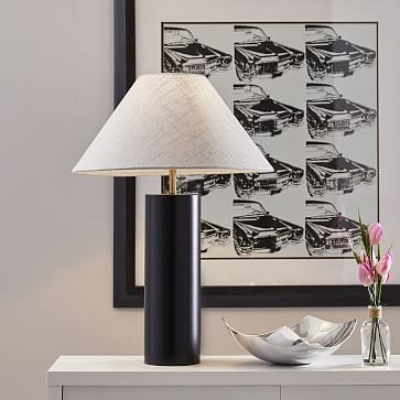 Modern Wood Column Table Lamp, Natural Oak Wood - Image 2