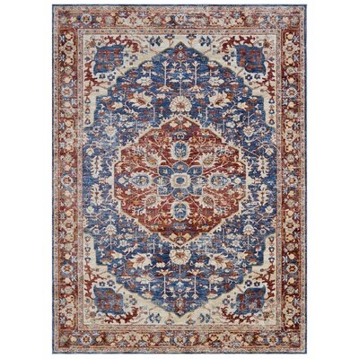 Allstar 8X10 Traditional Accent Rug In Navy Blue With Ivory Persian  Isfahan Design (7' 10" X 9' 8") - Image 0