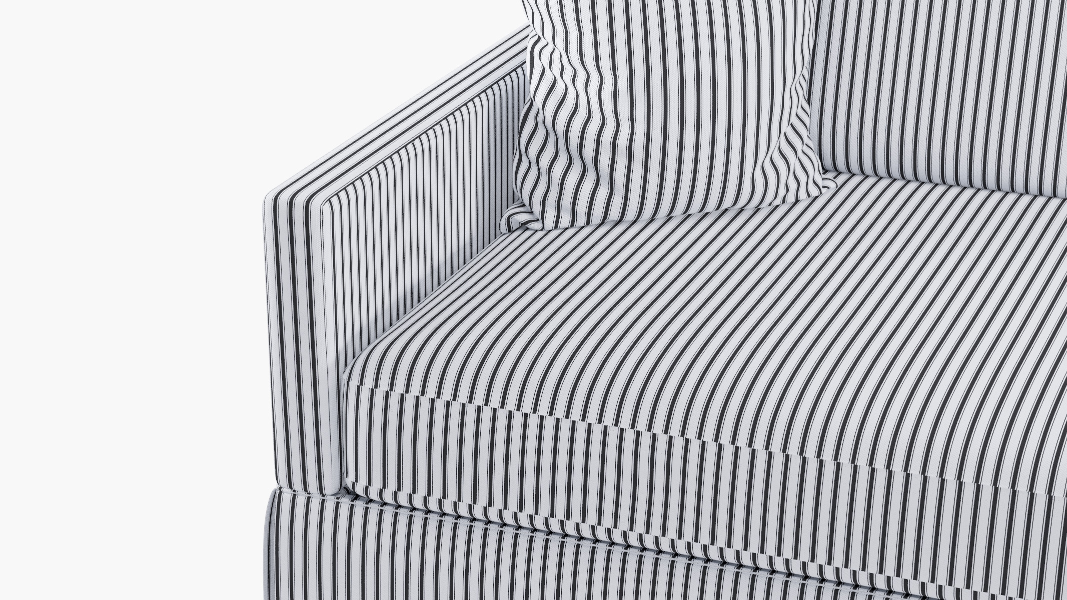 Skirted Track Arm Sofa, Black Classic Ticking Stripe, Standard (39") - Image 5