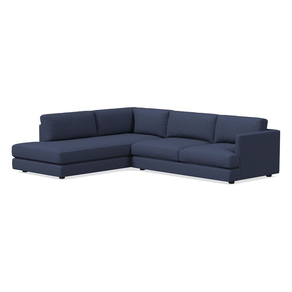 Haven 106" Left Multi Seat 2-Piece Bumper Chaise Sectional, Standard Depth, Deco Weave, Midnight - Image 0
