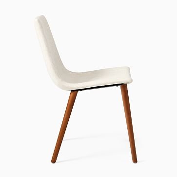 Slope Dining Chair Wood Base, Distressed Velvet, Mauve, Cool Walnut - Image 3