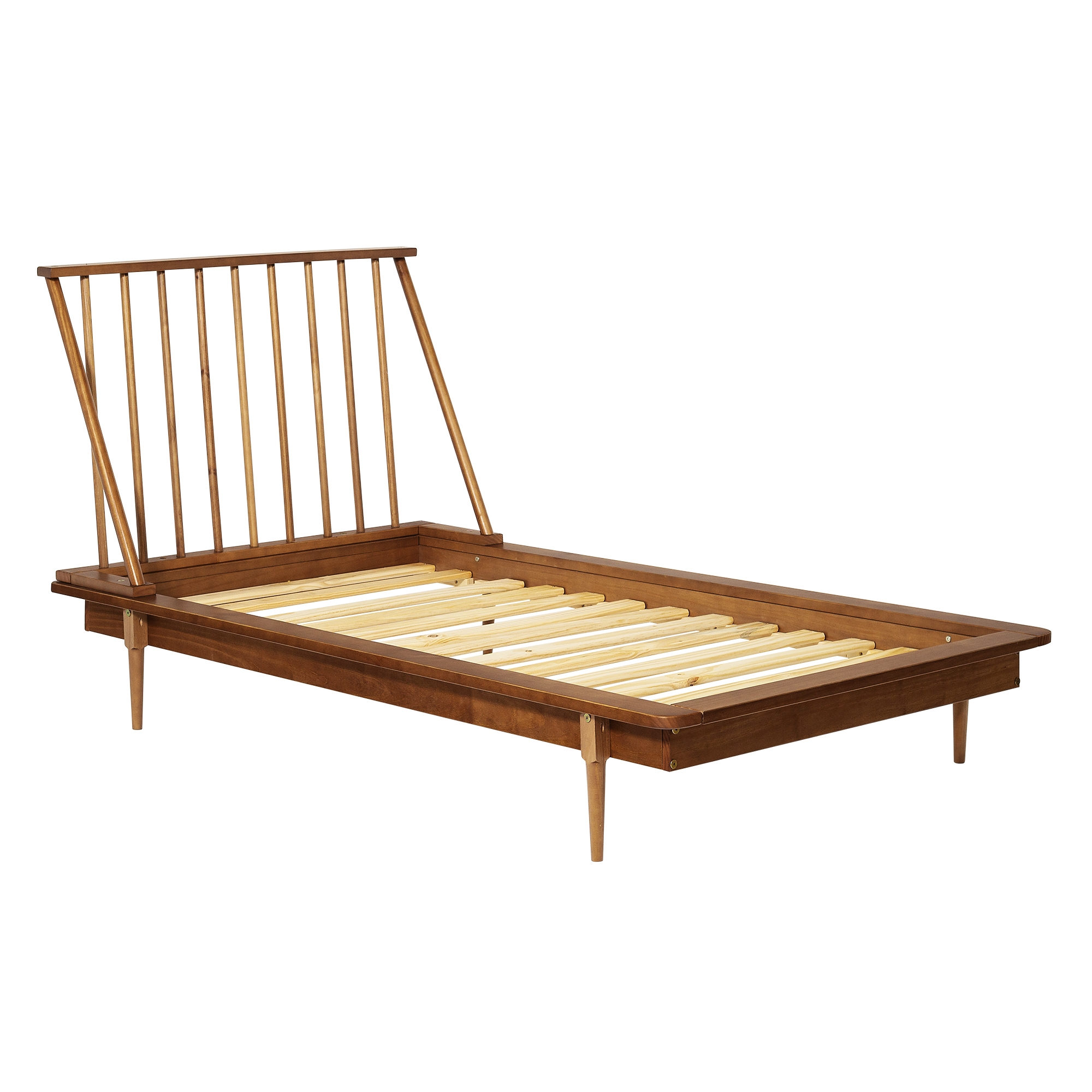 Twin Mid Century Solid Wood Spindle Bed - Caramel - Image 0