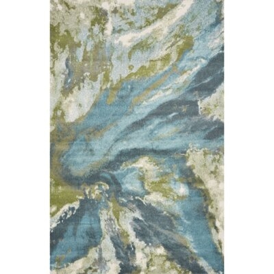 Abstract Tufted Blue/Ivory Area Rug - Image 0