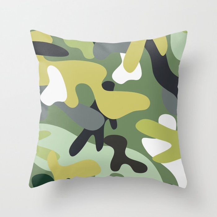 Camouflage 03 Throw Pillow by The Old Art Studio - Cover (24" x 24") With Pillow Insert - Indoor Pillow - Image 0