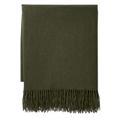 Solid Cashmere Throw, 50" X 65", Moss - Image 0