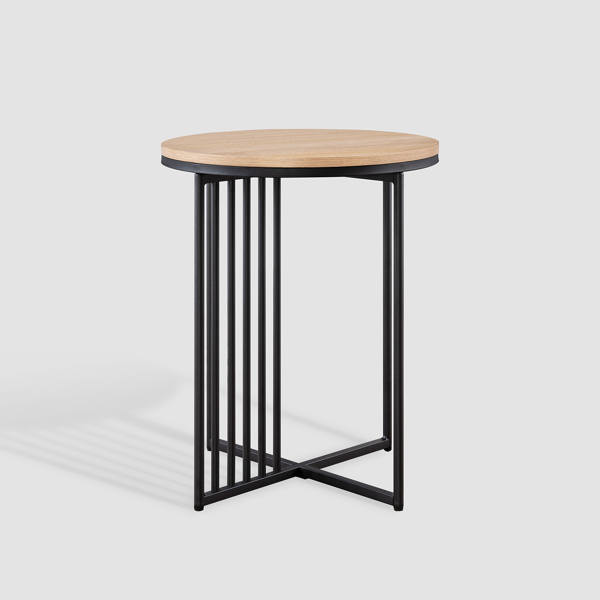 Minimalist Metal Slatted Side Table - Coastal Oak / Black - Image 3