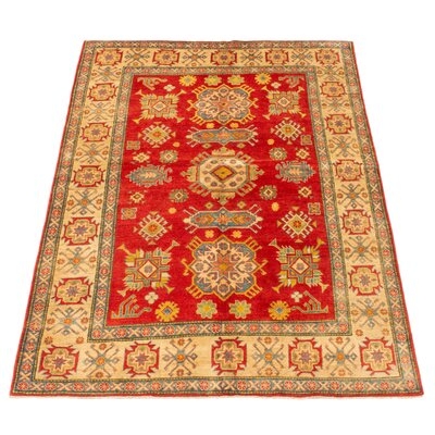 One-of-a-Kind Heily Hand-Knotted New Age 5'7" x 7'11" Wool Area Rug in Red - Image 0